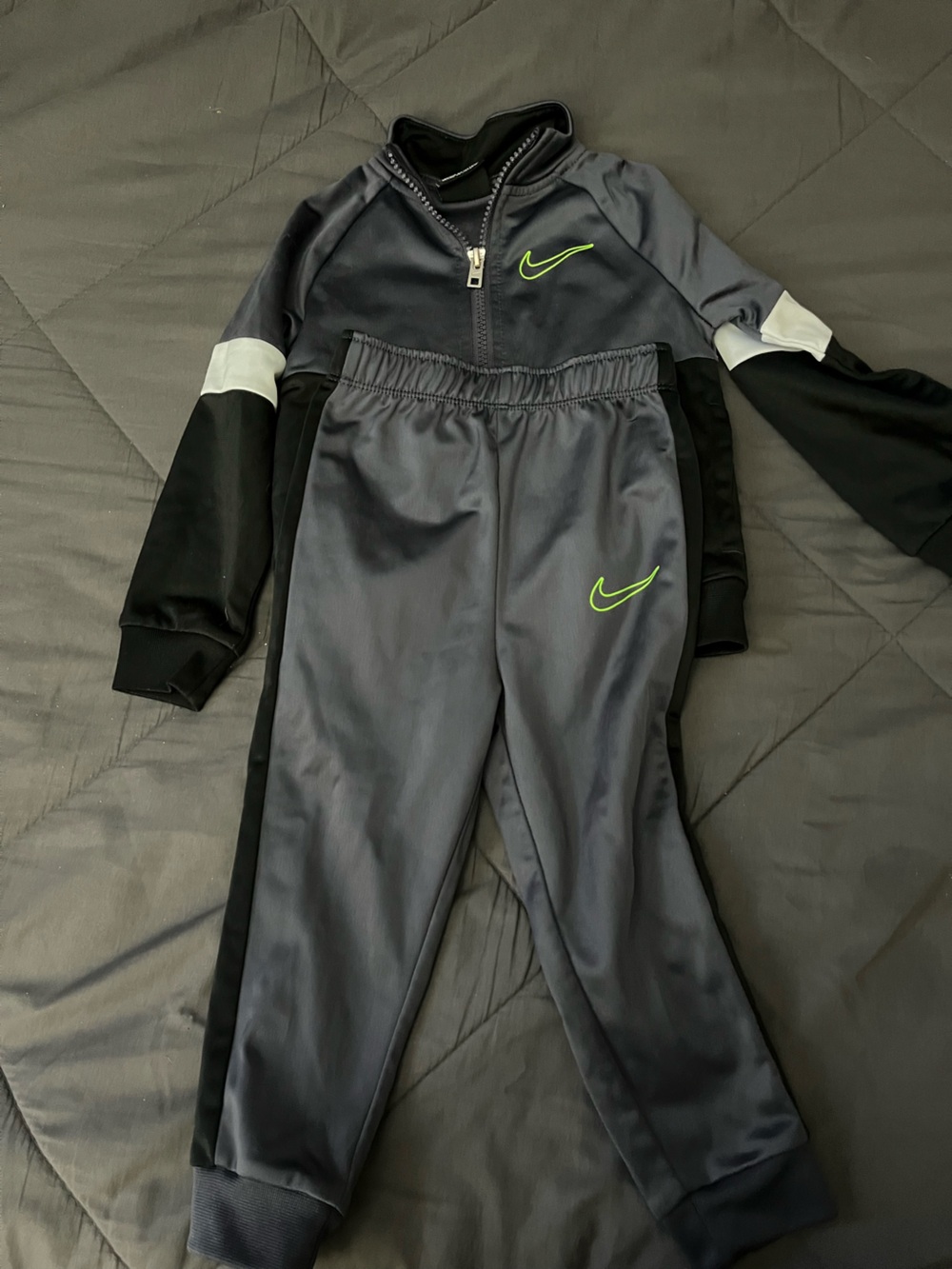 Nike Youth Gray Joggers with Neon Green Swoosh